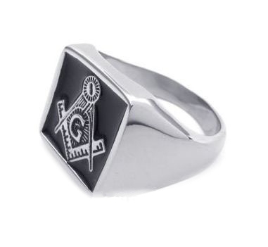 Anel Ma�onaria - Com S�mbolo Do Esquadro E Compasso Grande