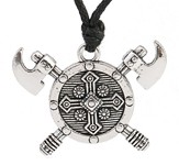  Pingente Escudo Viking Com Machados