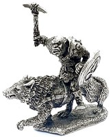 miniatura rpg Orc Guerriero no Lobo Gigante 